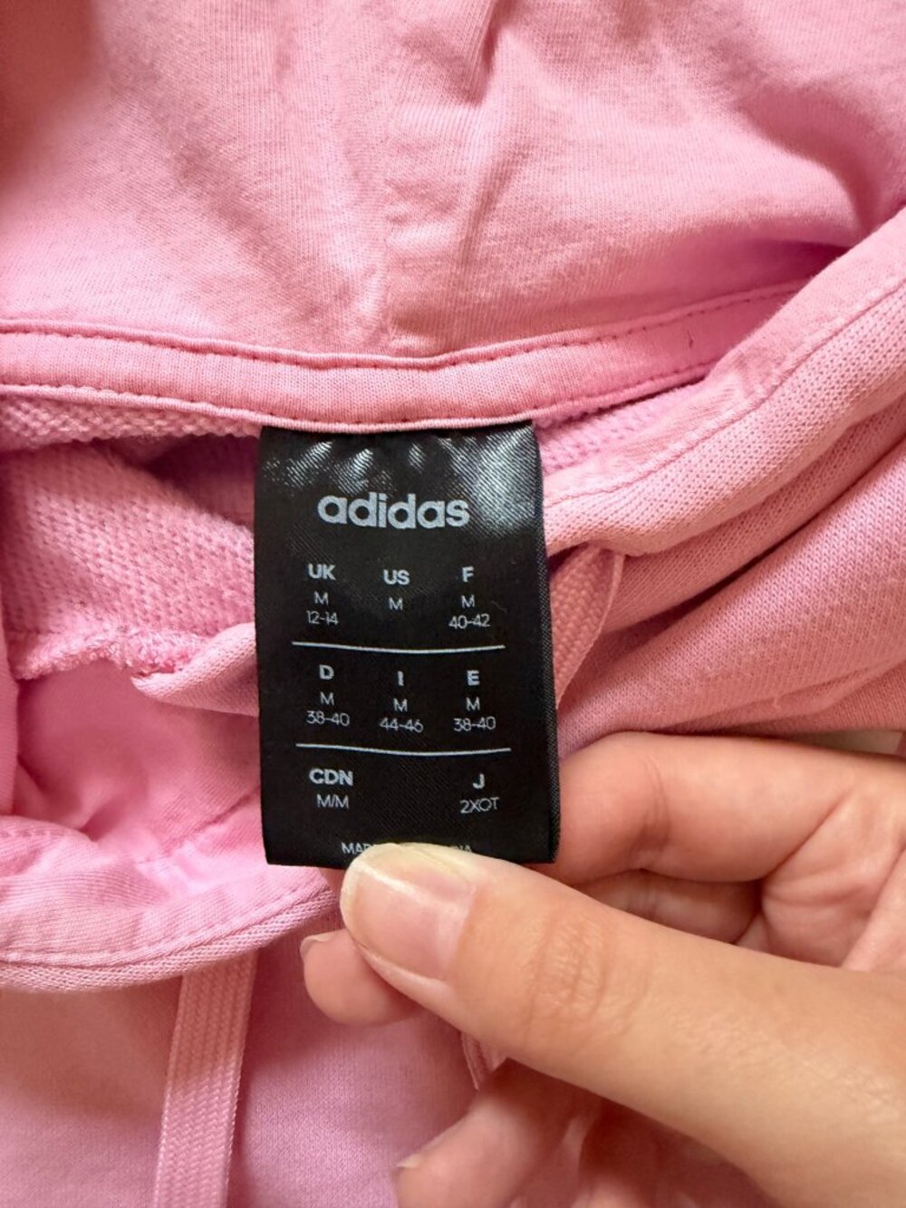 Adidas Pink Logo Hoodie Sweatshirt Size M Pullover Athleisure Casual - Picture 3 of 5